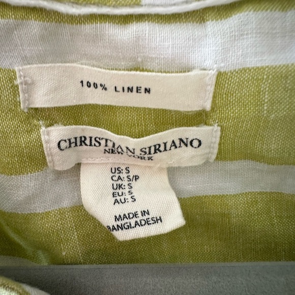 Christian Sirano Cool Natural Linen Relaxed Fit Tunic Lace Up Front size S - Picture 2 of 5